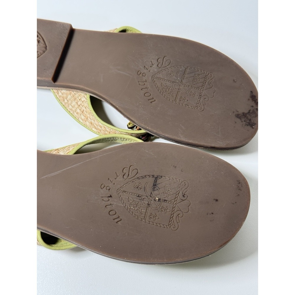 Brighton Orchid Flip Flops Womens Size 6.5 Green Leather Slip On Sandals - Picture 7 of 13